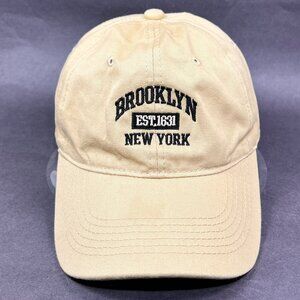 Brooklyn New York Strap Back Hat Cap G&P Beige Vacation Travel Souvenir Mens
